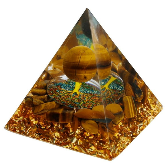 CNKOO Energy Generator Orgone Pyramid Resin Crystal Pyramid Crystal Energy for Protection Desktop Meditation Ornament Creative Gifts for Home and Office