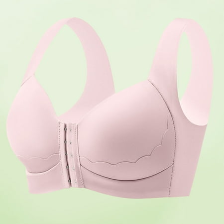 Wireless Bras Plus Size  Xunlbb Women s Comfortable And Comfortable Adjustable Gathering Breathable Bra Underwear Daily Bra(Pink XXXXL)