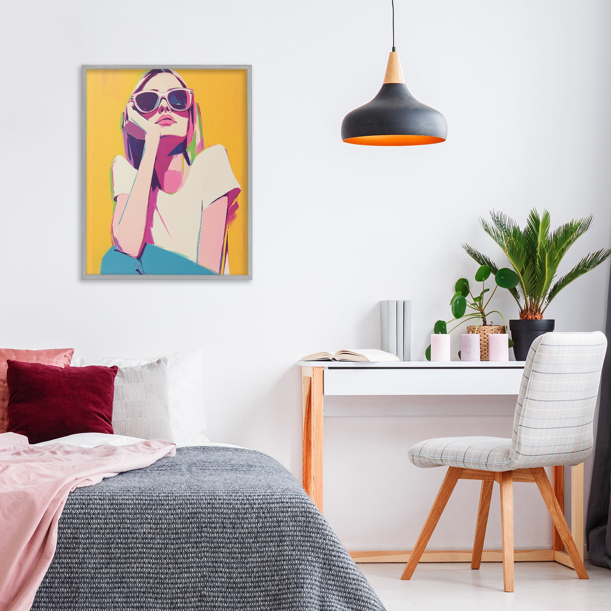 Stupell Industries Chroma Shades Girl Gray Framed Giclee Art, design by Walker Noble
