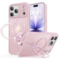 thumbnail image 1 of VENINGO Magnetic Case for iPhone 17 Pro Max with 360° Rotatable stand, Compatible with Mag-safe, Shock Resistant Slip Resistant iPhone 17 Pro Max Phone Case 6.9", Pink, 1 of 9