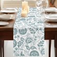 thumbnail image 3 of Boho Teal Green Floral 70 Inch Table Runner, Vintage Farmhouse Paisley Leaf Farmhouse Dresser Scarf Cotton & Linen Tablerunner for Dining/Kitchen Island/Holiday Party Décor 13" x 70", 3 of 9
