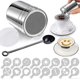 thumbnail image 1 of High Quality Stainless Steel Cocoa Shaker, Icing Sugar Shaker, Cocoa Shaker With Lid And 16 Coffee Cappuccino Templates For Cocoa Powder, Chocolate, 1 of 5