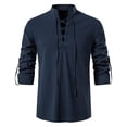 thumbnail image 1 of Men Retro Style Long Sleeve Shirts Tops Renaissance Viking Pirate Hippie Blouse, 1 of 2