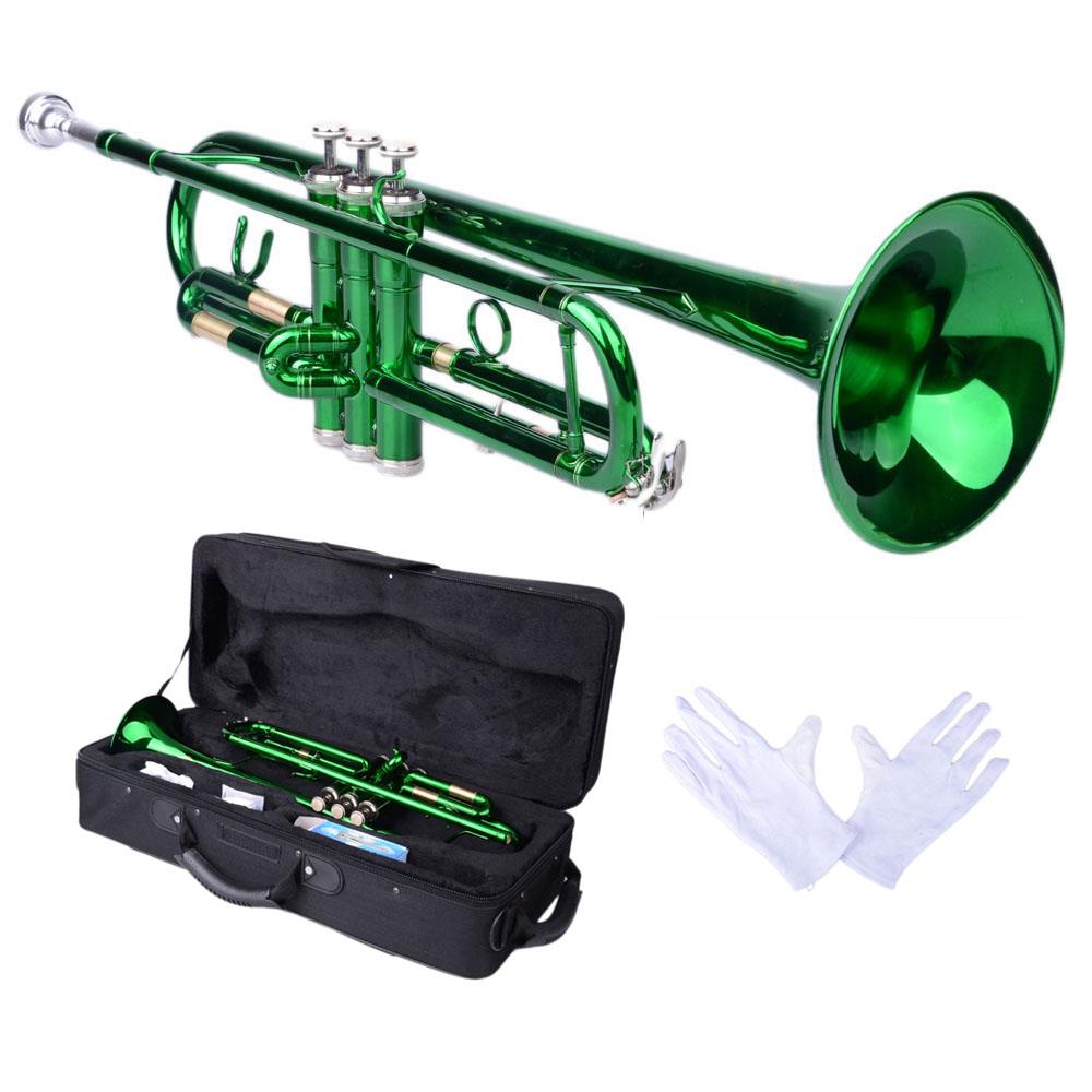 Ktaxon Bb Beginner School Band Trumpet with Mouthpiece Case Blue Green