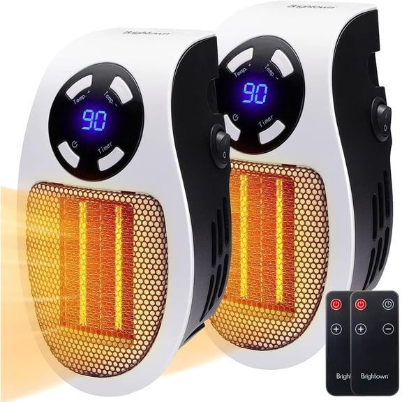 YANGLI 450W Wall Plug-In Heater with Remote & LED Display, 2 Pack