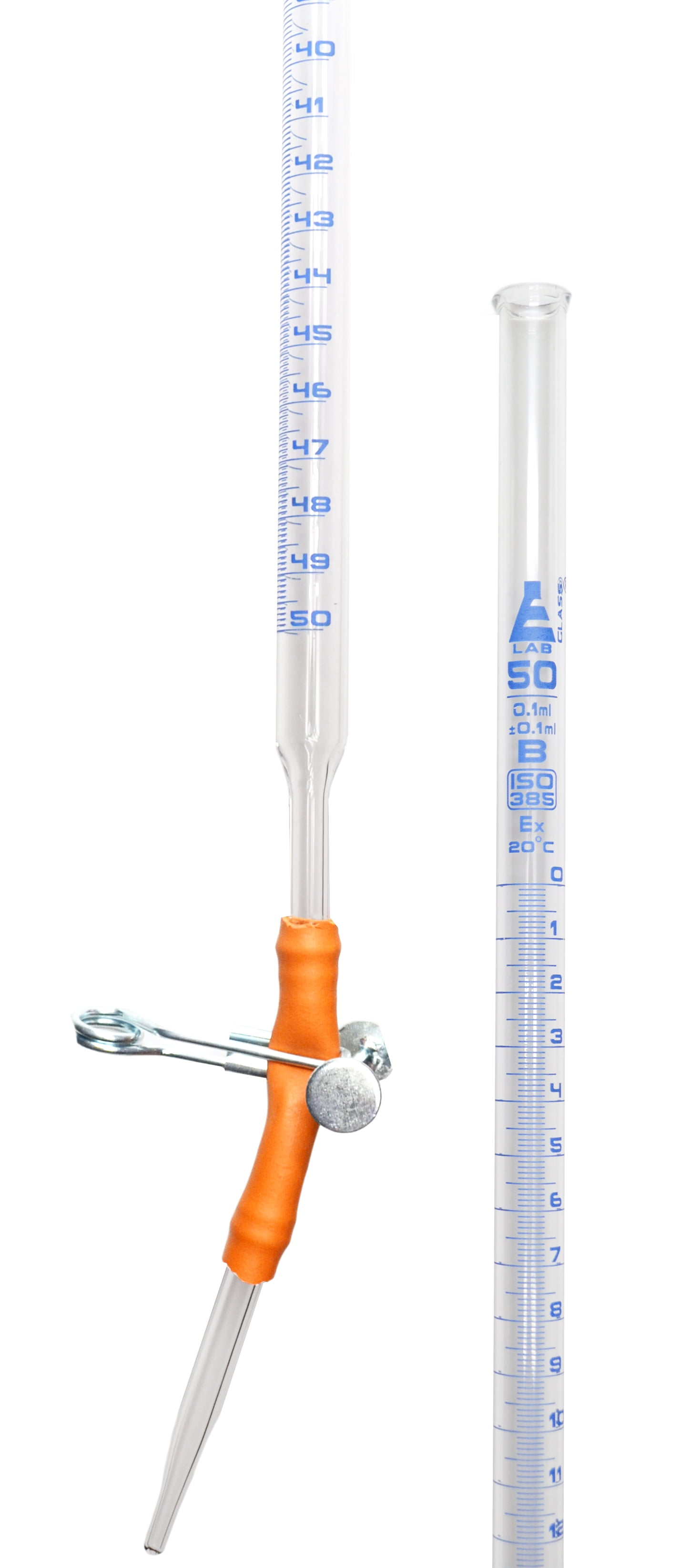 Burette, 50ml Class B, DIN ISO 385, Borosilicate Glass with Pinch