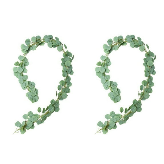 2pcs Artificial Eucalyptus Garland 6ft Greenery Faux Garland Bulk Silver Dollar Eucalyptus Silk Leaves Vines Plants for Wedding Arch Wall Garden Decoration