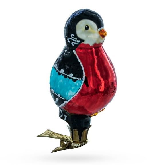 Red-Breasted Songbird Clip-on Glass Christmas Ornament