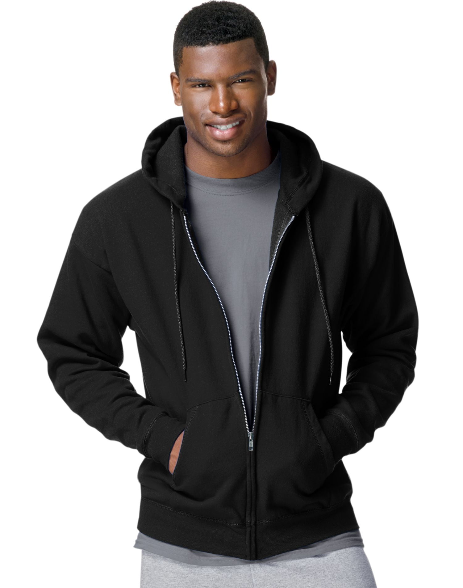 hanes black zip up hoodie