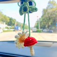 thumbnail image 4 of QJUHUNG Crochet Mushroom Rearview Mirror Accessory  Swinging Mushroom Car Hanging Ornament  Handmade Plant Car Mirror Hanging Ornament  Cute Lady Car Accessory Interior Car Decoration Bag, 4 of 6