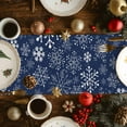 thumbnail image 3 of Burlap Table Runner 70 Inches Long,Winter Christmas Snowflakes on Navy Blue Non-Slip Kitchen Table Runners for Dining Room Everyday Use Party Table Decorations Snow Scene, 3 of 9