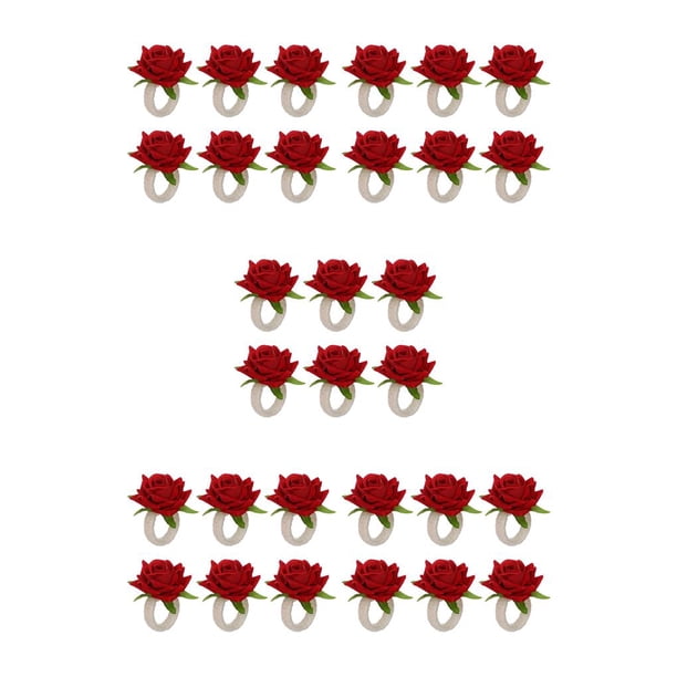 Servilletero de flores artificiales Bewildely 6 piezas colorido Rojo