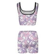 thumbnail image 3 of Kuromi And My Melody Workout Outfits Sets for Women 2 Piece Crop Tank High Waist Shorts Yoga Outfits, 3 of 7