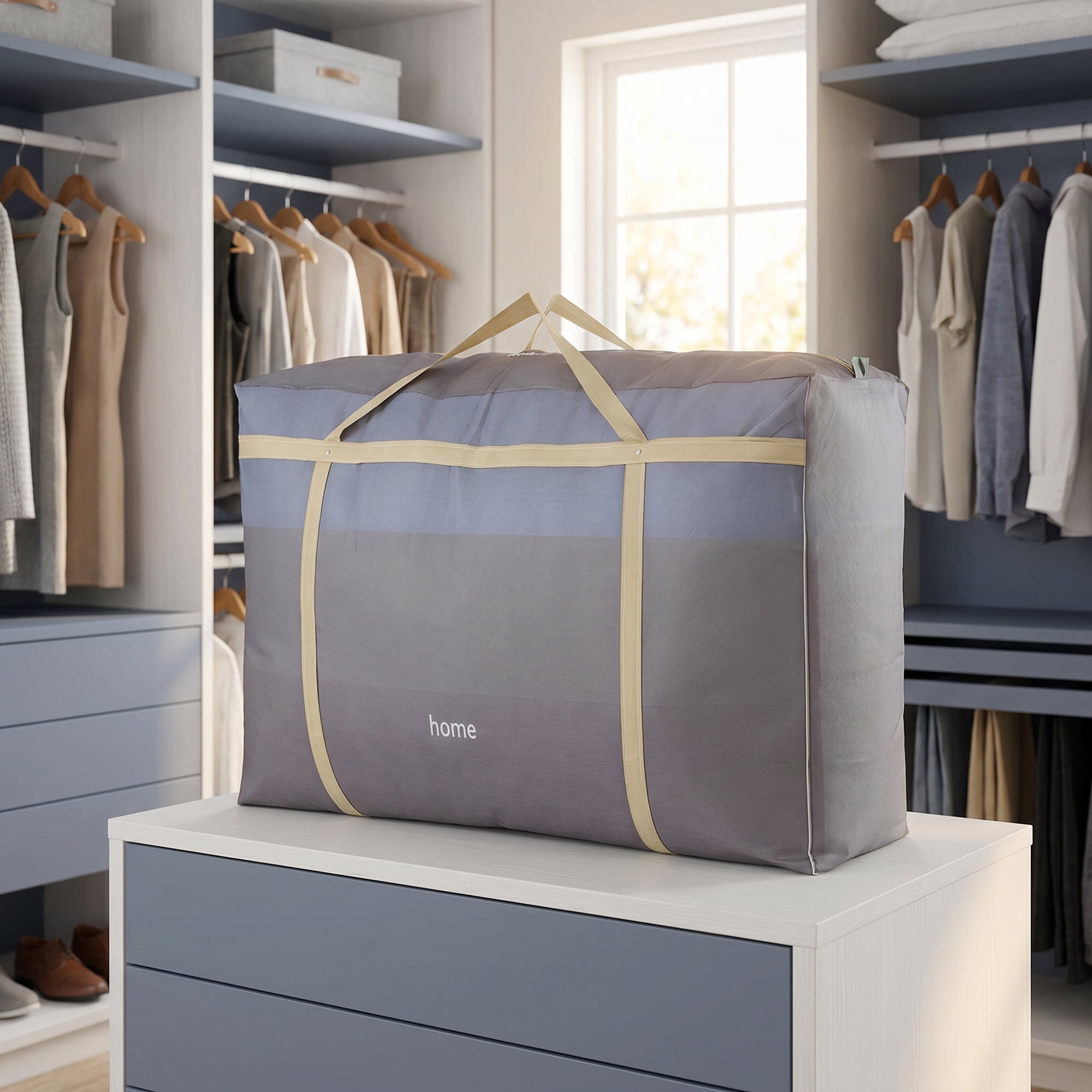 Unique Bargains Non-woven Storage Bag 200L Extra Large Duffel Blue 29.5"x19.7"x10.6"