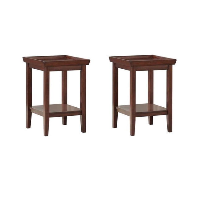 Pemberly Row Ensemble de 2 Tables d'Appoint Contemporaines en Bois Espresso