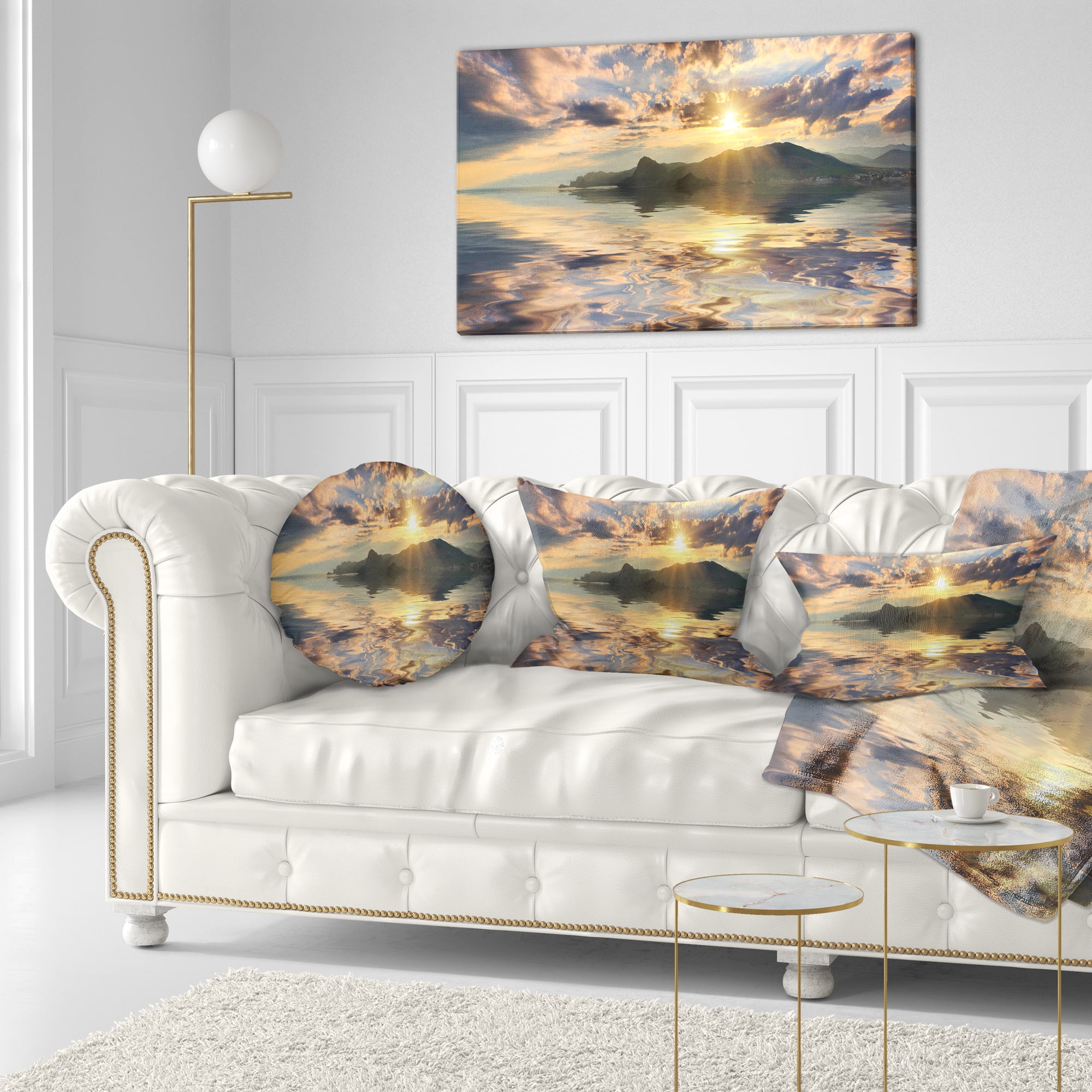 Designart 12" x 20" Gold Polyester Throw Pillow