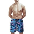 thumbnail image 2 of Tropical Leaf with Pink Flamingo Mens Swim Trunks Quick Dry Stretch Board Shorts with Soft Mesh Lining Funny Beach Short with Pockets L-XL, 2 of 8