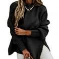 thumbnail image 1 of Women Sweater Unique Pattern Half High Collar Autumn Winter Pure Color Thick Pullover Thick Knitting Pullover, 1 of 7