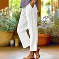 thumbnail image 2 of Lightning Prime Sales, BiZtdJrK Linen Pants Women 2025 Summer Straight Leg Cropped Pants Loose Boho Slacks Casual Elastic Waist Trousers with Pockets White XXL, 2 of 6