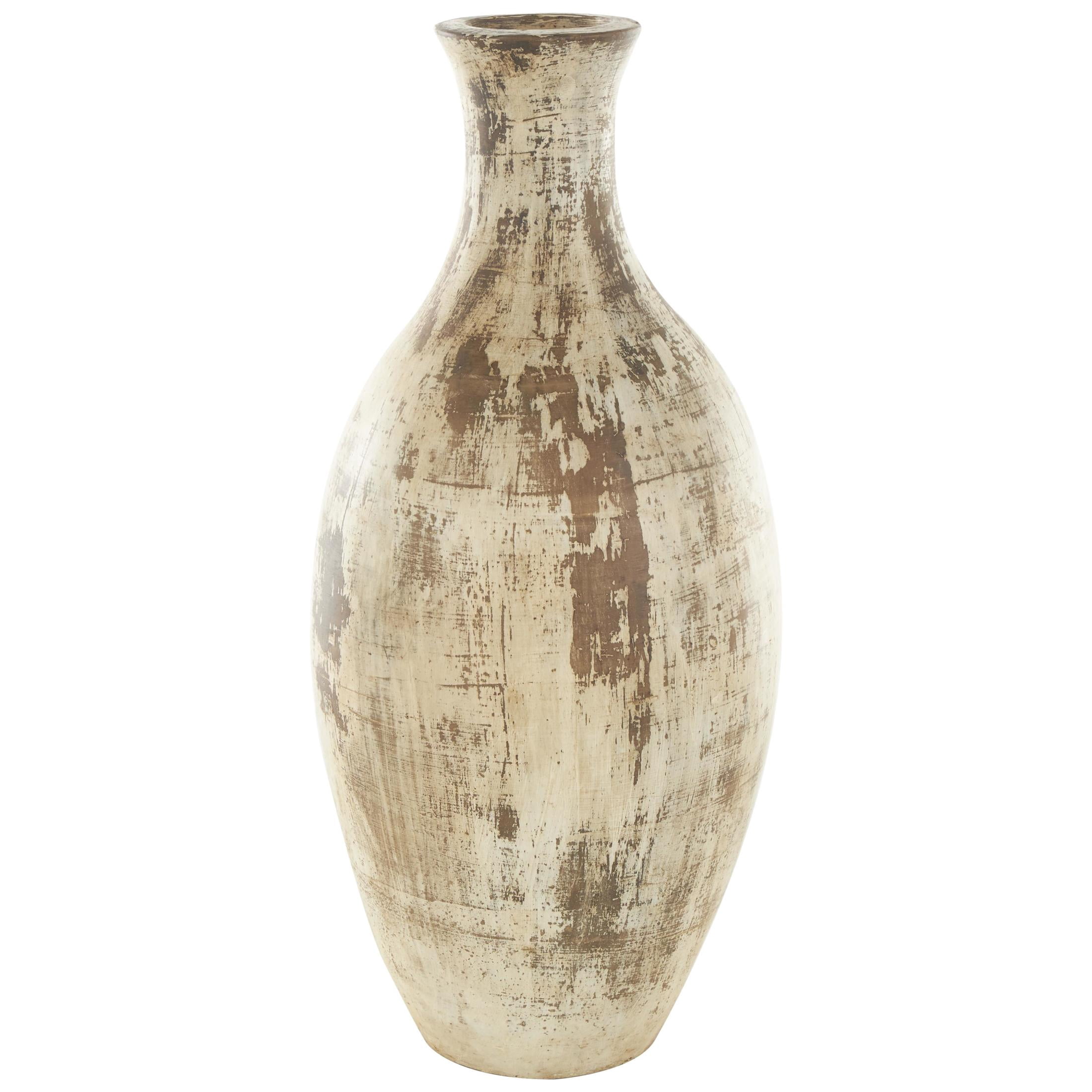 DecMode 22" Antique Style Distressed Brown Ceramic Vase