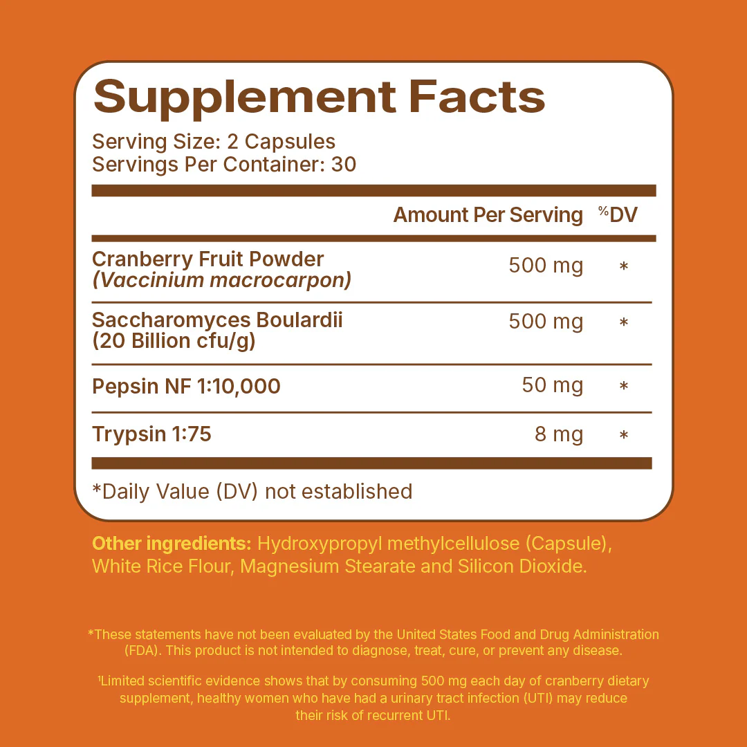 Santo Remedio Urinary Tract, Dietary Supplement, Helps Reduce Urinary Tract Infections, Unique Formula with Cranberries, Probiotics, and Enzymes, Clinically Proven Ingredients, Non-GMO, 30 Servings