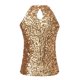 thumbnail image 4 of Top halter con lentejuelas para mujer - Blusa corta sin mangas brillante para fiesta/discoteca (talla única), 4 of 7