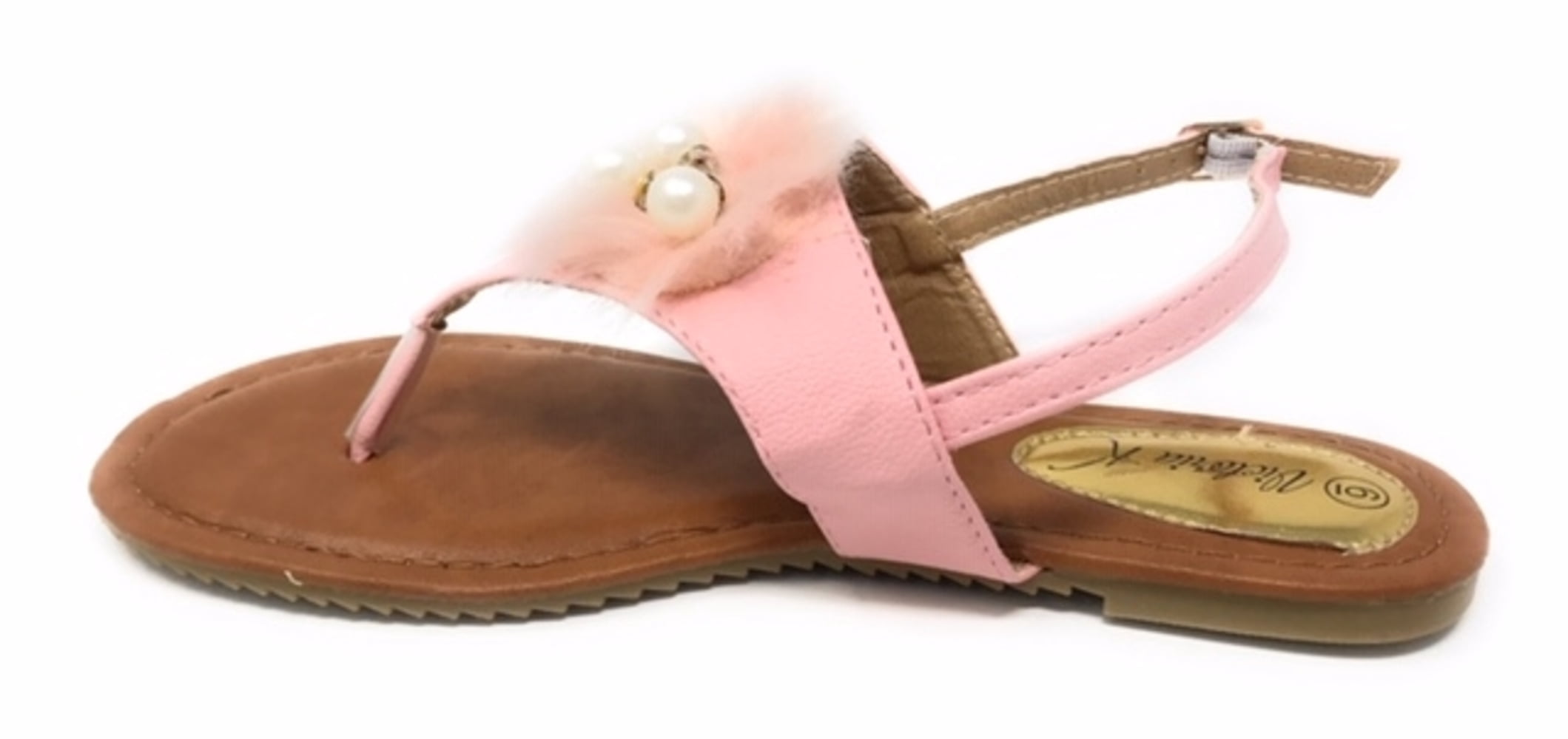 Victoria K Women's Faux Fur And Pearls Sandals