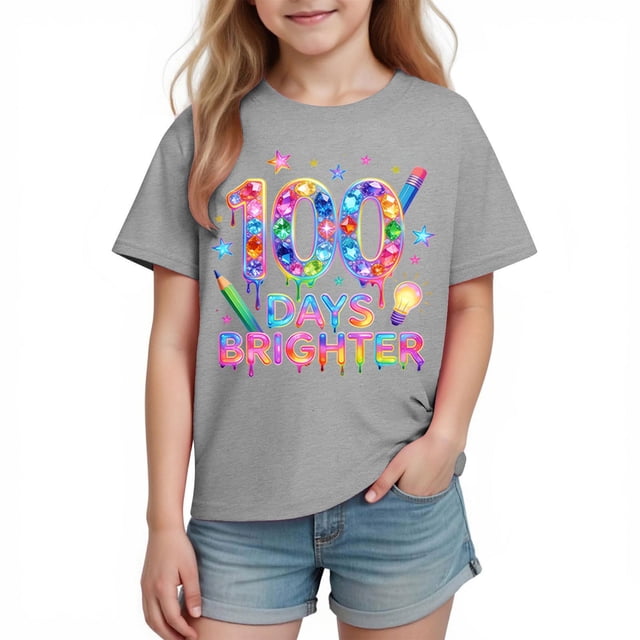 Camisetas de Manga Corta Linda con Impresión Gráfica Linda para la Temporada Escolar de las Niñas Camisetas de Manga Corta para el Juego Casual Y los Trajes Familiares