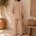 thumbnail image 5 of Women's Two Piece Lounge Outfits, Half Sleeve Shirts, Elastic Waist Long Pants, Cozy Two Piece Set, 5 of 5