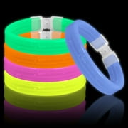 Lumistick Glow Band Bracelets - Triple Wide Neon Party Favor Glow Sticks Assorted Color Mix with Connectors 30ct