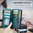 thumbnail image 6 of Compatible with Samsung Galaxy A36 5G Wallet Case, 10 Card Slots & 1 Zipper Coin Pocket & 1 Cash Slot & 1 Cash Pocket & Lanyard & Crossbody Strap & Kickstand & RFID Blocking Phone Case, Green, 6 of 10