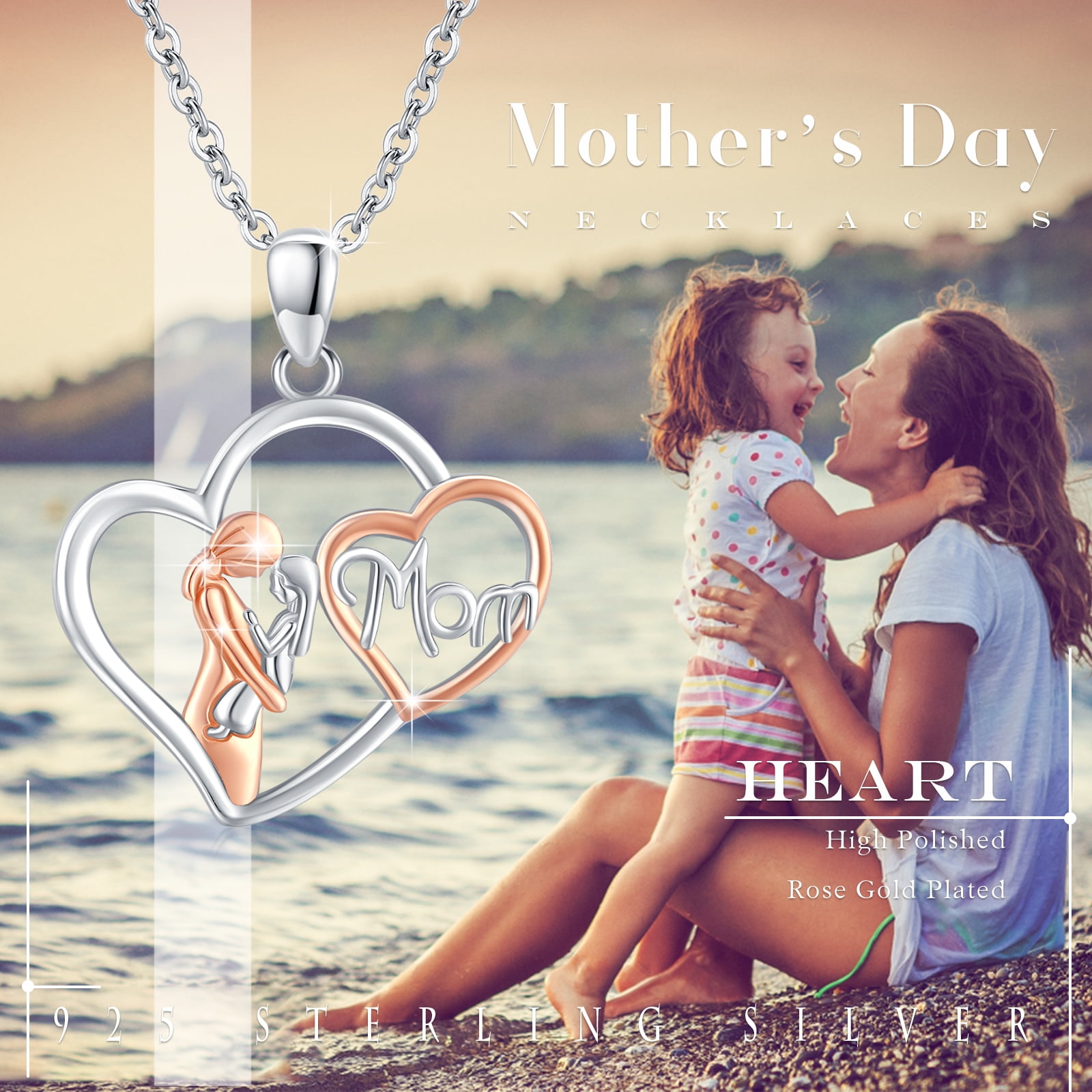Best Mom Necklace 1/20 ct tw Diamonds Sterling Silver & 10K Rose Gold | Kay