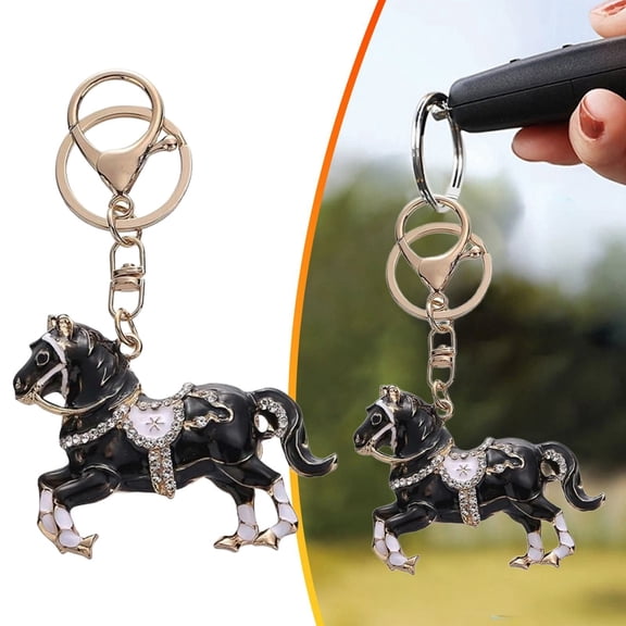 Horse Keychain 2026 Year Of The Horse Keyring Sparkling Crystal Alloy Pendant For Birthday Gift For Women Girls