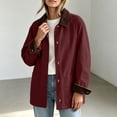 thumbnail image 3 of DISKEBUISS Women's Barn Jacket Corduroy Collar Work Coat Button Front Mid Length Outerwear with Pockets for Fall Winter, 3 of 8