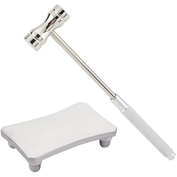 6.3x1.3x0.6 Inch Mini Steel Hammer Jewelry Hammer Dual Head Hammer with 1.6x2.4x0.5 Inch Steel Plate