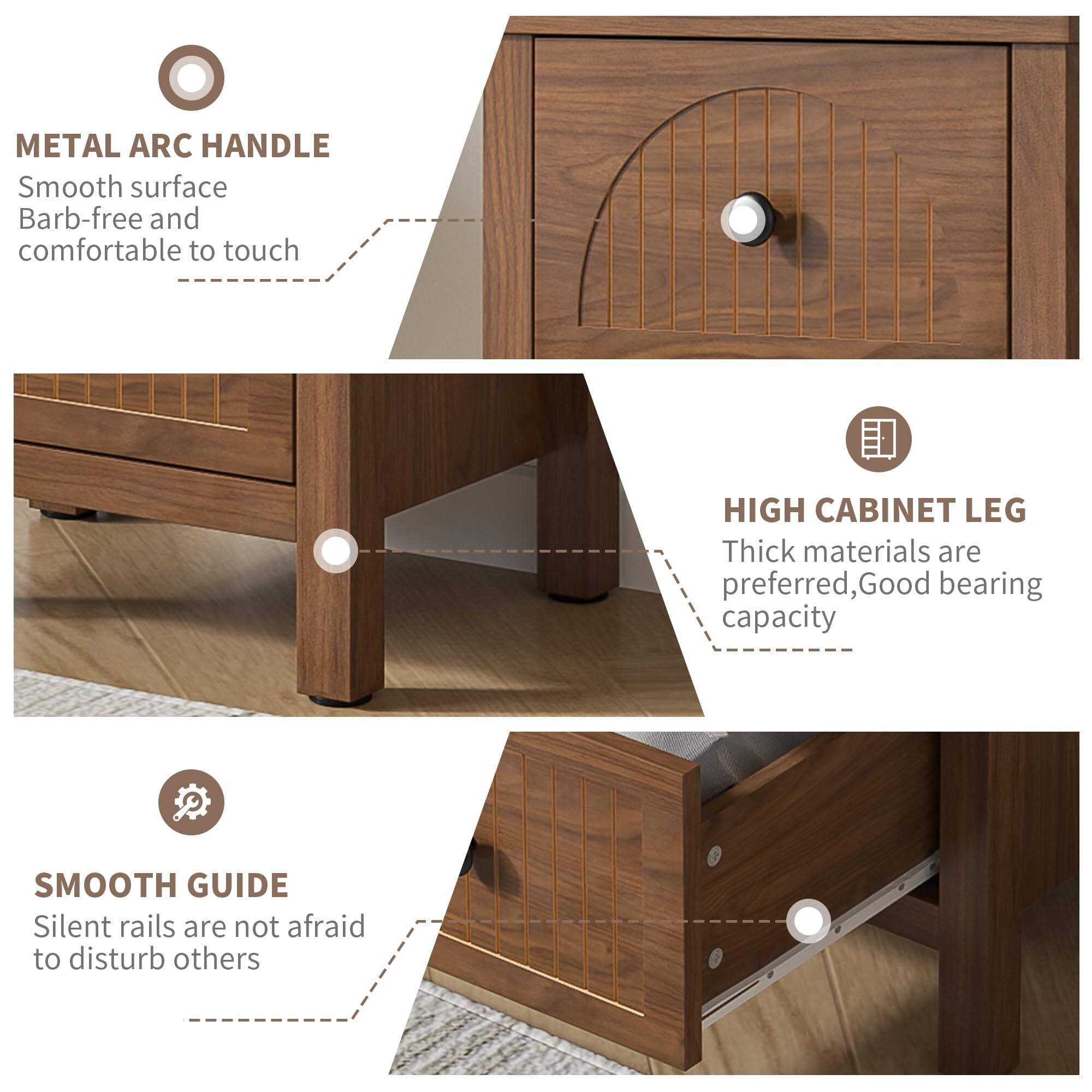 Farmhouse Nightstand & Dresser, Dresser for Bedroom with 4 Drawers, Wooden Storage Cabinet Sofa Table