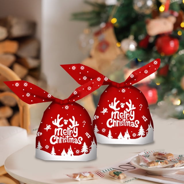 Christmas Ears Packaging Bag Candy Bag 50 Pcs Souvenir Gift Bag Baking Packaging Candy Snacks Bag Party Supplies Decoration