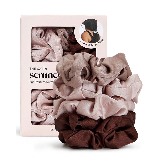Hair Srunchies Kitsch Satin para mujer, 5 unidades (Cameo)