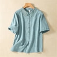 thumbnail image 2 of JJHGVB Lightweight Sweatshirts for Women Beach Casual Comfort Baggy Shirts Cotton Linen Shirts Cotton Summer Tops Going Out Tops Office Work Tops Casual Basic Tee Cute Shirts Soft Blue L, 2 of 9