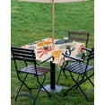 thumbnail image 4 of nqOlkjepod Shell Coastal Outdoor Tablecloth with Umbrella Hole & Zipper, Summer Beach Nautical Coral Ocean Square Table Cover 54x54 Inch, Dining Waterproof Table Cloth Protector for Patio/Party, 4 of 7