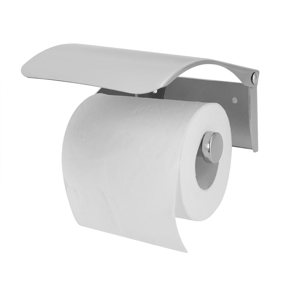 Suodoka Wall Mounted Toilet Paper Holder Stainless Steel Bathroom Tissue Roll Box Dispenser Rust-Resistant Storage Organizer With Mobile Phone Shelf For Home Commercial Restroom