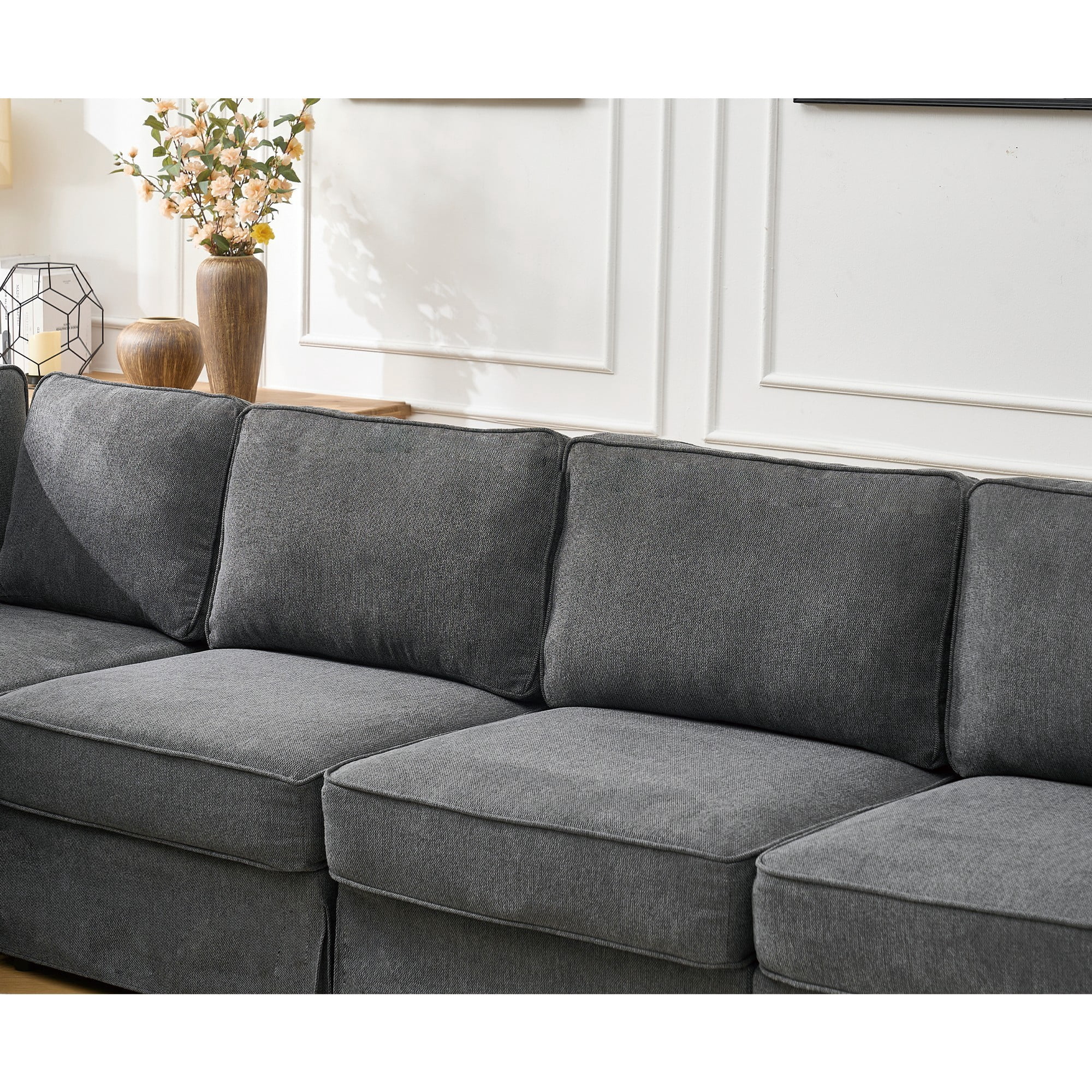 94" Modular Sectional Sofa Couch,L Shaped Convertible Sofa,Upholstered 5 Seat Sectional Sofa Couch for Living Room,Dark gray