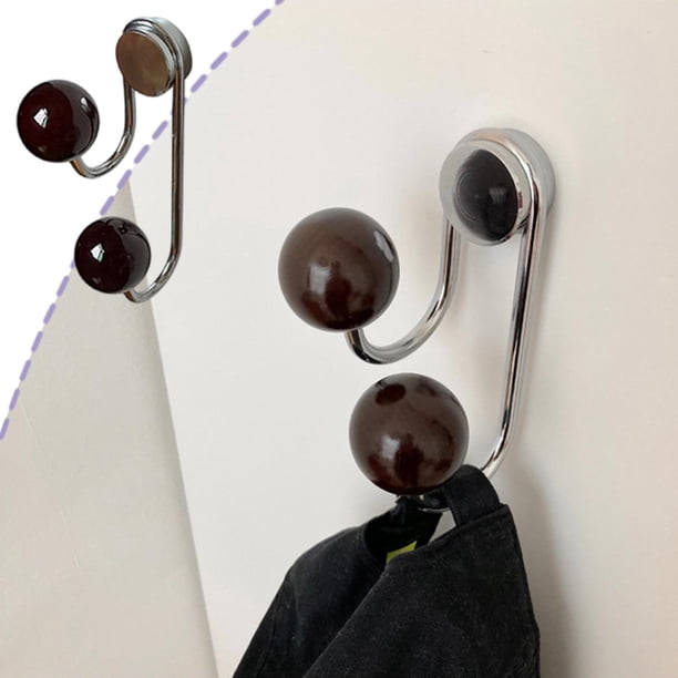 Magnetic Wood Ball Hooks No Drill Strong Magnet Hanger For Refrigerator Fridge Door Cabinet Rustproof Metal Towel Hanger For Home Kitchen Entryway