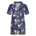 thumbnail image 4 of Rbaofujie Robe pour Femmes Femmes Décontractée Imprimée Col Rabattu Blouse à Manches Courtes Mode Short Pyjama Ensemble Pyjama d'Automne, 4 of 5