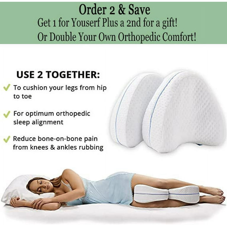 FABOTD 1 PC Leg & Knee Foam Support Pillow Knee Pillow For Side Sleepers  Hip Pain Soothing Pain Relief for Sciatica, Back, Hips, Knees, Joints Leg  Pillow Knee Pillow Leg Pillows, White 