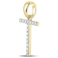 thumbnail image 2 of Macey Worldwide Jewelry 10k Yellow Gold Diamond T Initial Letter Pendant 1/8 Ctw, 2 of 3