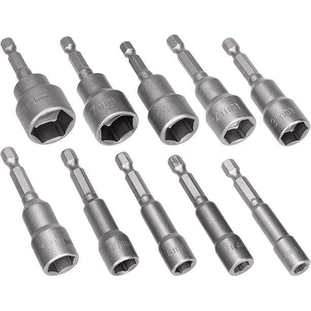 10 piezas de destornillador magnético de 6mm-19mm adaptador de enchufe de controlador de impacto hexagonal para destornillador de tuerca para taladro manual, llave de tubo esquí esquí Gafas de esquí