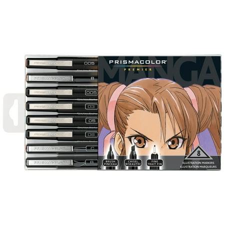 Prismacolor Premier Fine Line Marker Set, 8-Color, Manga (Best Paper To Use With Prismacolor Markers)