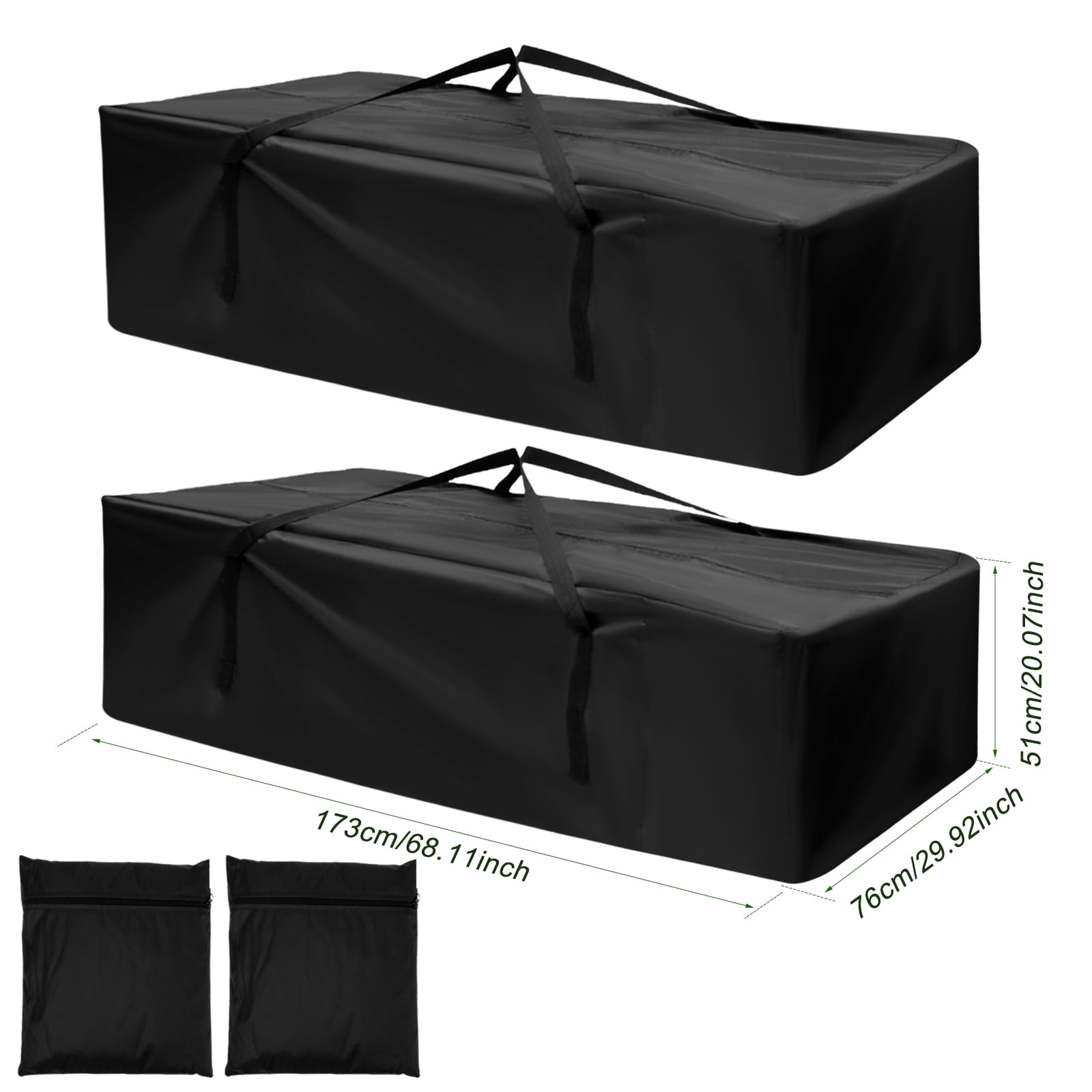 2Pcs 68in Garden Furniture Cushion Storage Bag Waterproof 210D Oxford Fabric Storage Bag Rip Proof Outdoor Furniture Storage Bags with Handle and Zipper Portable Furniture Storage Bag for Home Patio