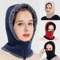 thumbnail image 6 of Women Winter Knit Balaclava Beanie Hat Zipper Up Face Mask Plush Lined Cap Scarf, 6 of 18